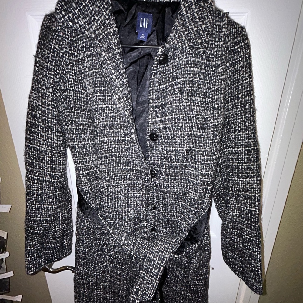 GAP Black and White Tweed Coat